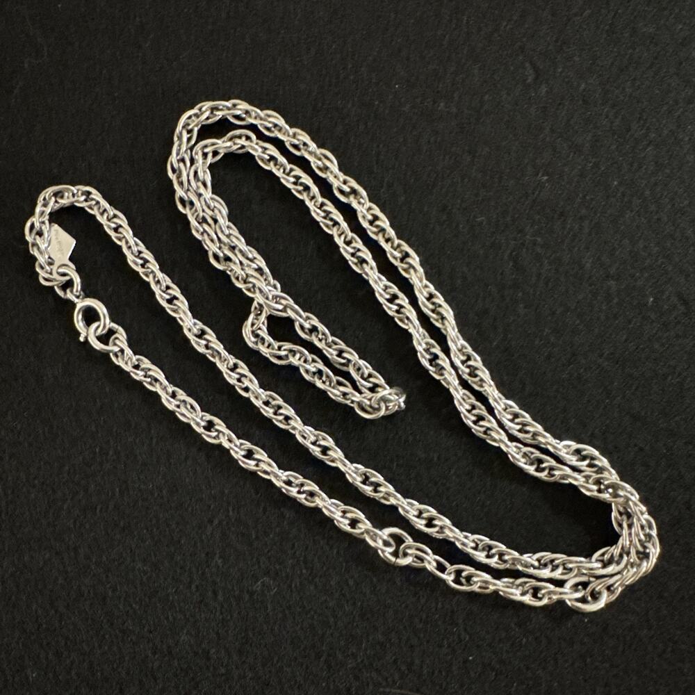 Vintage Sarah Coventry Silver Tone Rope Chain link Necklace 24”